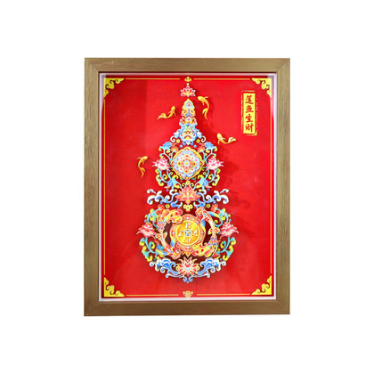 国潮新中式福禄吉祥3D立体diy剪纸画高颜值新年喜庆相框摆件送礼 实拍主图
